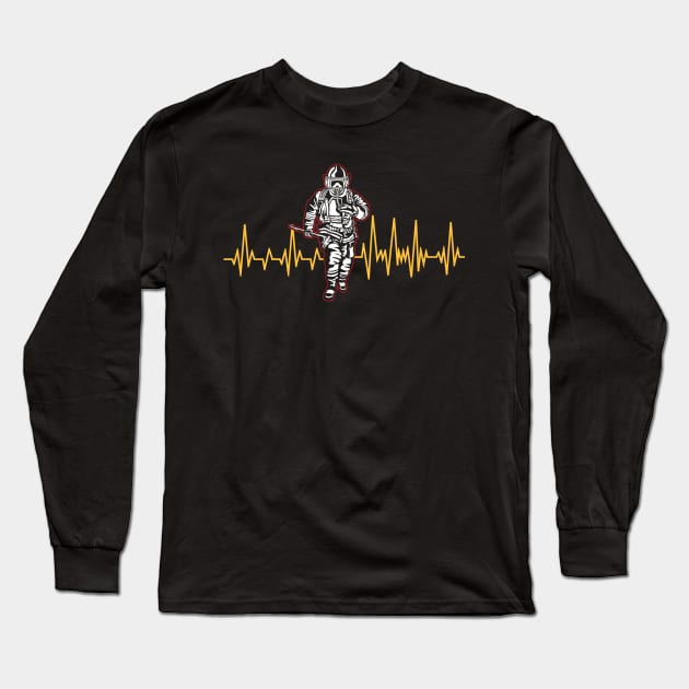 Firefighter in Action Heartbeat Long Sleeve T-Shirt by Shirtbubble